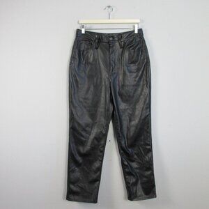 Madewell The Perfect Vintage Straight Jean Women 30 Black Faux Leather Moto 544